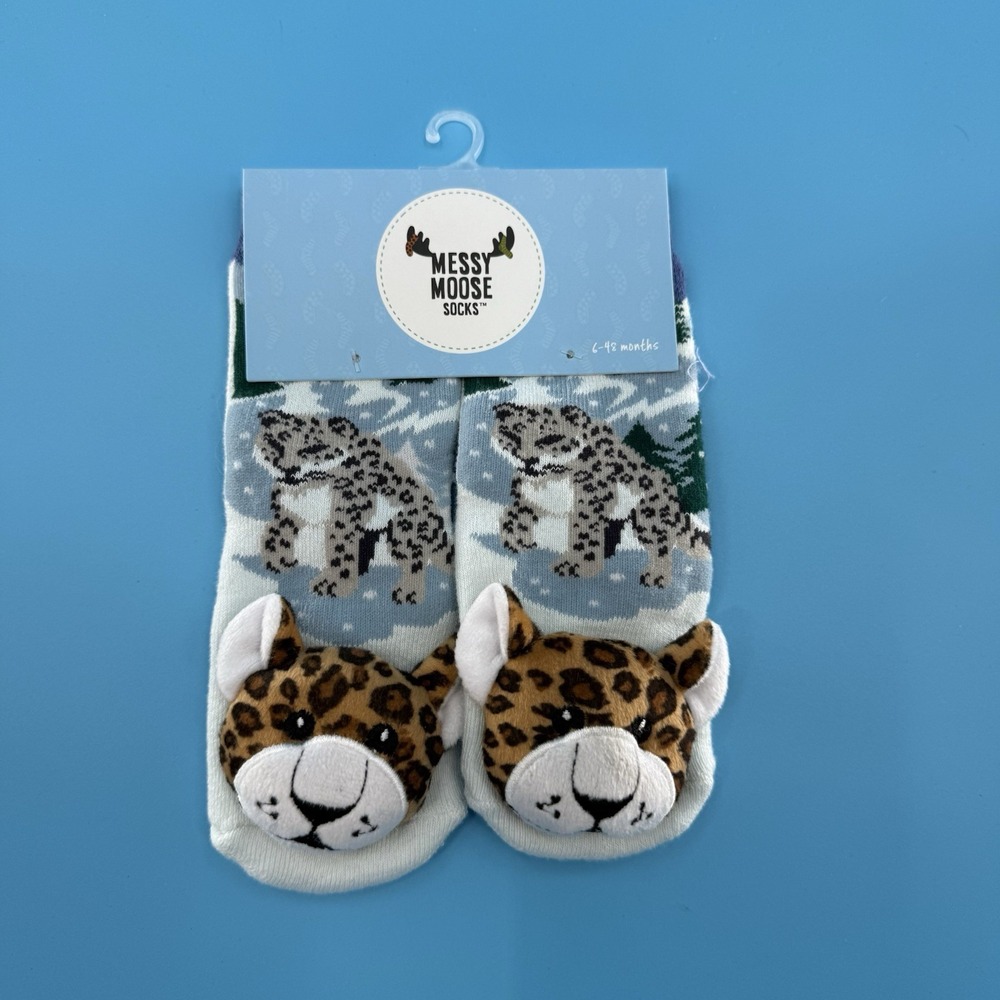 Messy Moose Baby Plush Leopard Socks 6–48 Months New